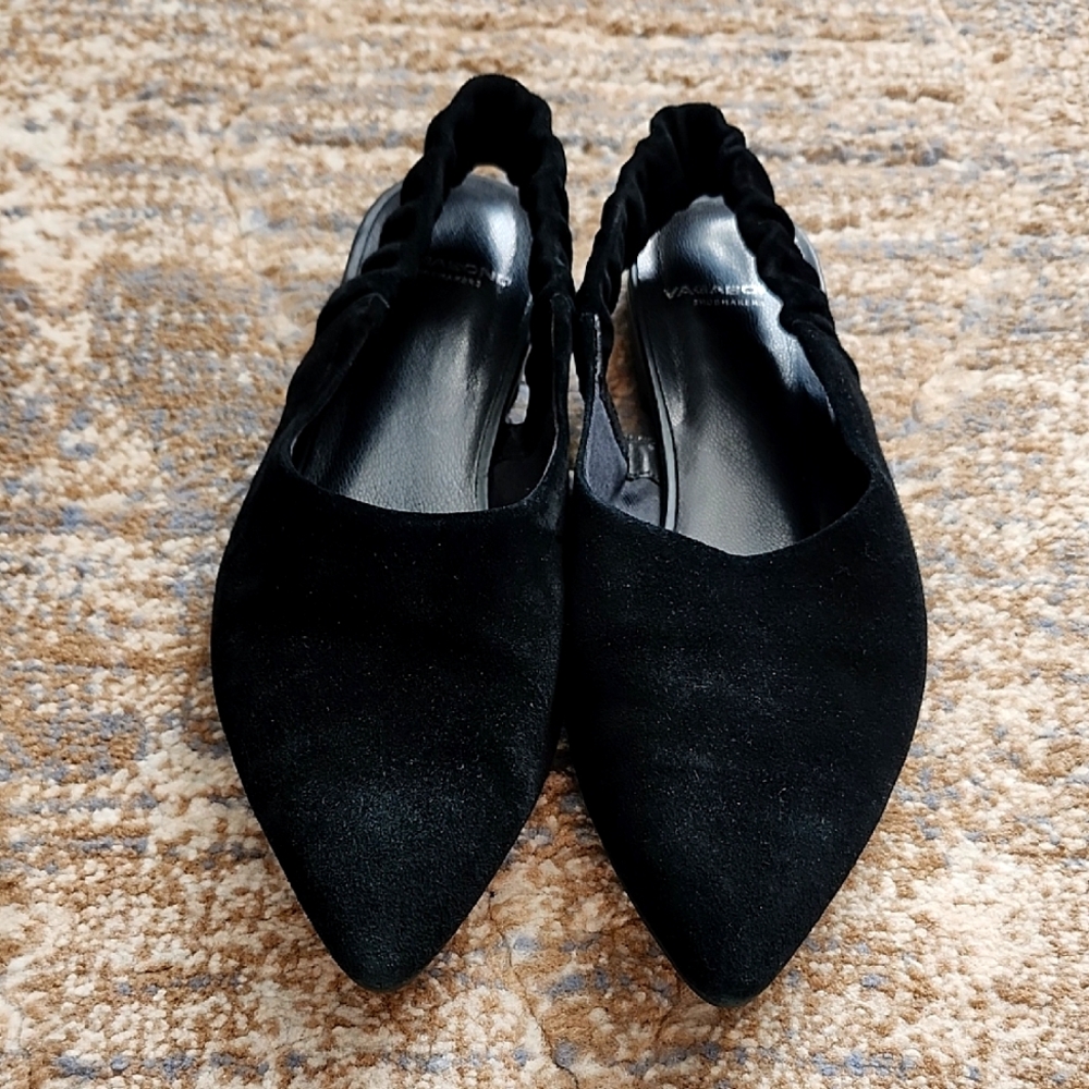 Vagabond Kaitlin Pointed Toe Slingbacks Black Women's Suede Shoes